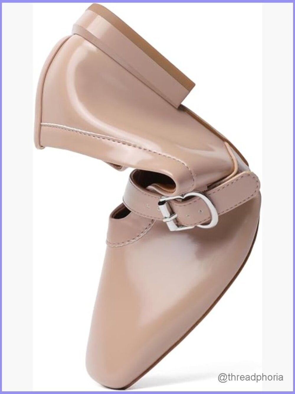 Women's Square Toe Mary Jane Flats with Buckle Ankle Strap